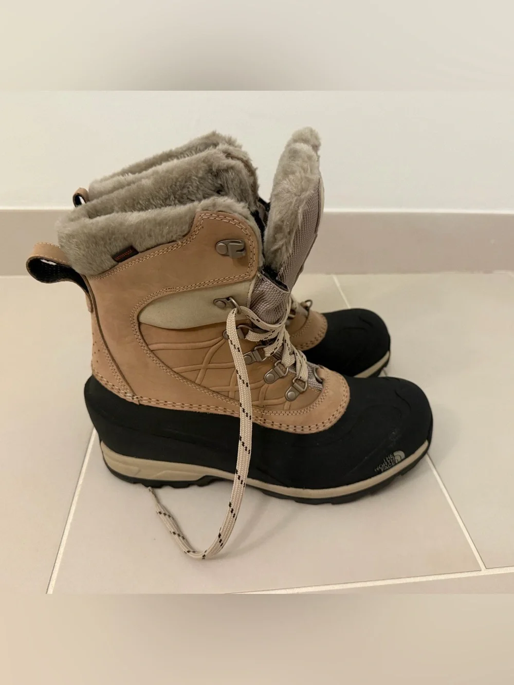 The North Face Kids Snow Boots in Tan and Black